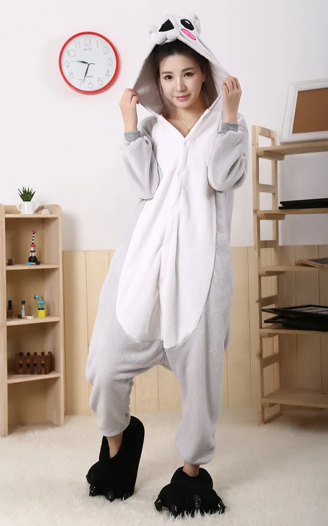 Животные Серый/Синий Koala для взрослых женские комбинезоны все в одном зима весна
