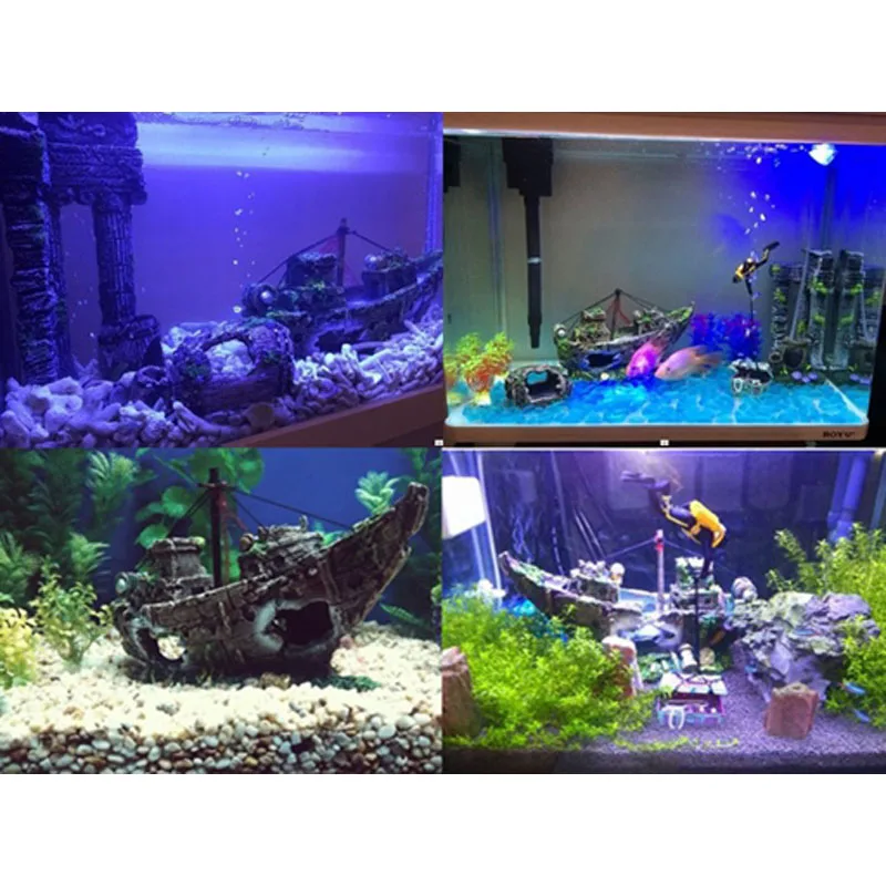 Аквариумное украшение для аквариума 26 см крушение парусная лодка утопленный