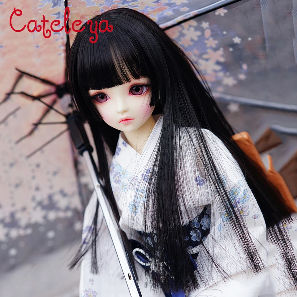 Волосы для волос Cateleya черные прямые с высокой температурой 1/3 1/4|Куклы| |