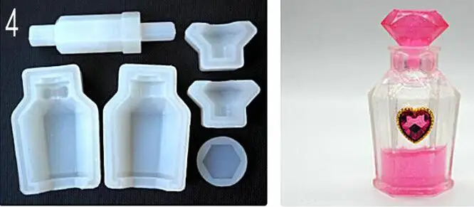 4 DIY 3D флакон духов Силиконовые формы ручной работы Мини жидкости украшения для бутылок смолы плесень Декор подарки аксессуары - Цвет: 4