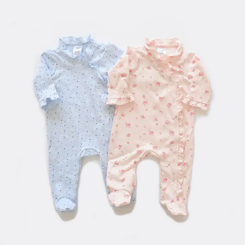 Baby Girl Footie Pajamas with Flowers Print Side Snap Sleepwear 2 Pack 0-12 Months | Детская одежда и обувь