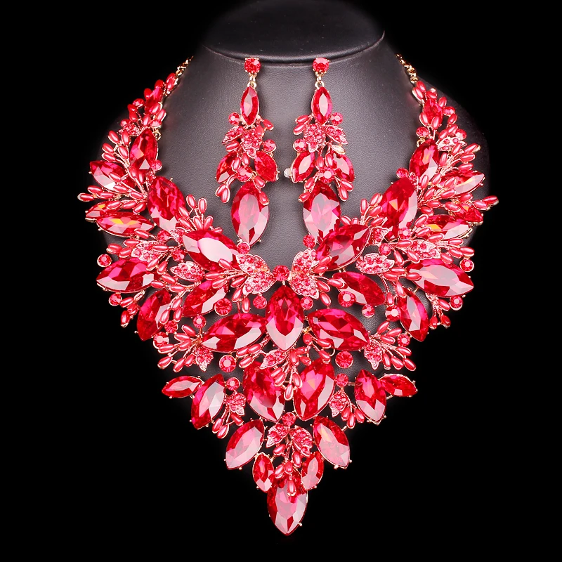 Комплект ювелирных изделий для невесты с большим кристаллом аксессуары