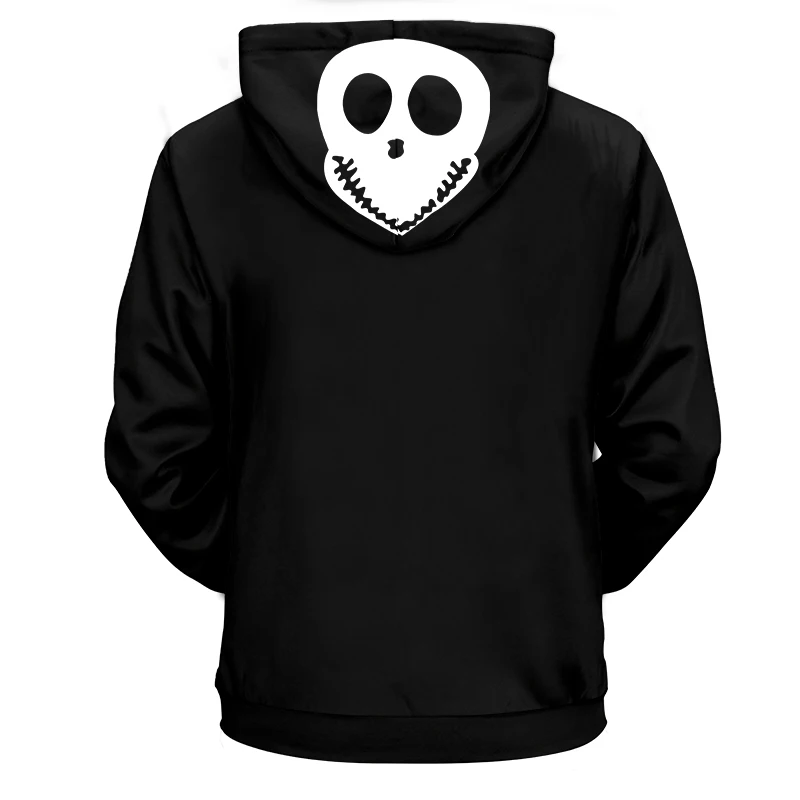 

Cloudstyle Men Hoodies Zip Up Coat 3D Print Skulls Rib Cage Streetwear Casual Jacket Mens Womens Zipper Sweatshirts Black White