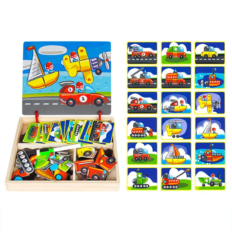 1 SET Traffic Детские Магнитные Головоломки, детские 3D развивающие игрушки, магнитные наклейки, магнитные головоломки, подарок на Рождество - Цвет: 1 SET Traffic