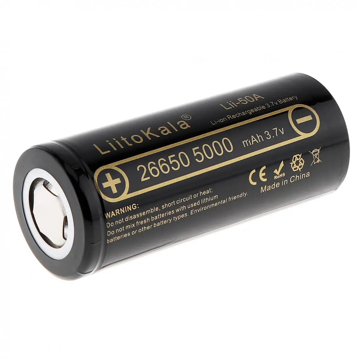 2 шт./лот LiitoKala 3,7 V 26650 5000mAh литий-ионная аккумуляторная батарея с 20A током разряда для Светодиодный фонарей/фар