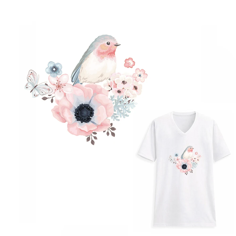 Восхитительные акварельные патчи с цветами птицами животными для одежды Женские