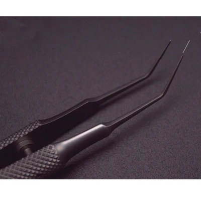 angle head 14 см из нержавеющей стали с круглой ручкой микроскопические пинцеты с Hock двойные веки офтальмологические инструменты платформа - Цвет: angle head