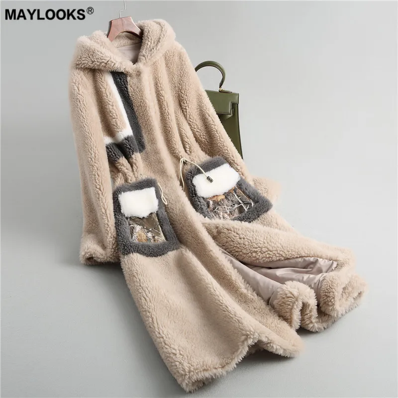 MAYLOOKS осень и зима 2018 новый мех для стрижки овец пальто из меха ягненка Женская