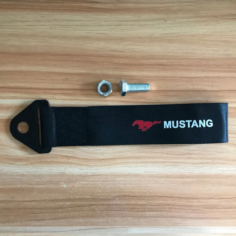 Черный Внешний стиль модификации для MUSTANG эмблема автомобиля буксировочный ремень для ford focus 2 3 mk2 mk3 mk4 fusion ranger аксессуары - Цвет: Черный