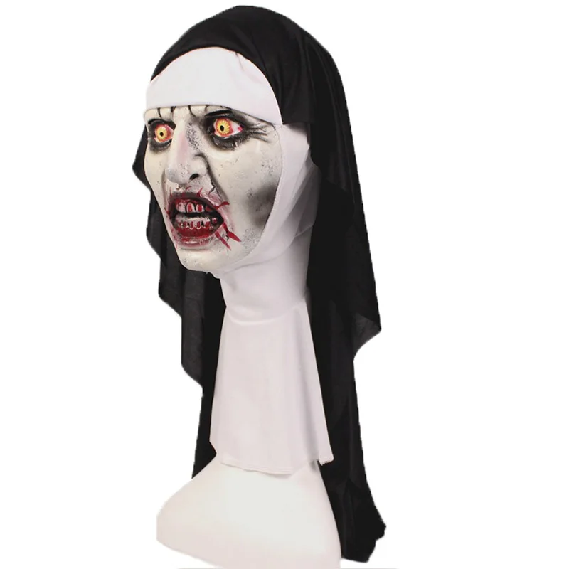 Монахиня Ужасы маска ролевой игры Valak ужас платок анфас латексный Шлем Хэллоуин
