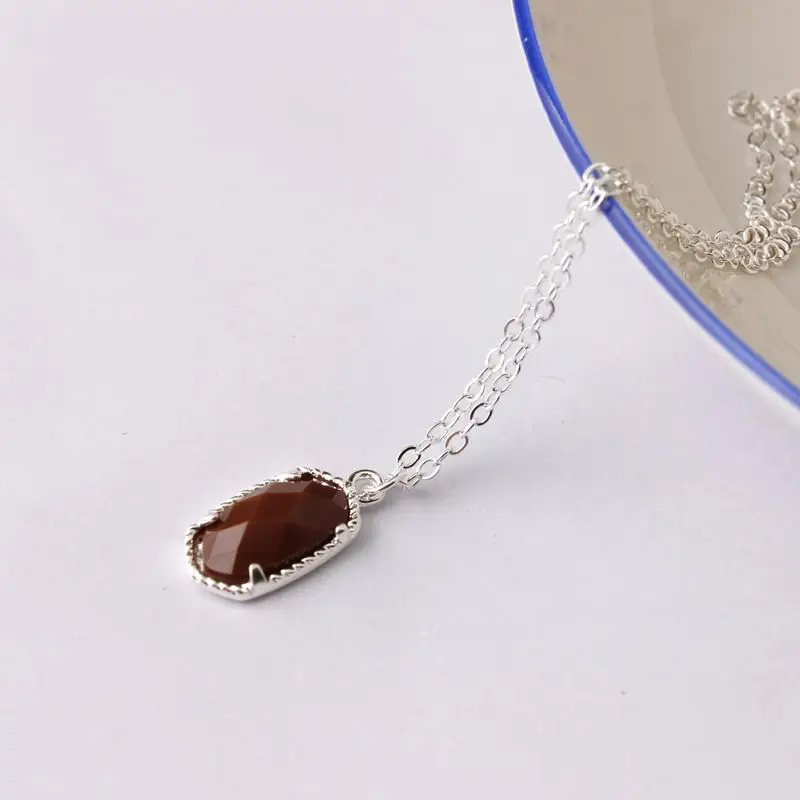 Silver Coffee Золотая цепочка, вертикальное мини овальное колье, ожерелье для женщин, модное, известный бренд, ювелирное изделие, Осеннее Ожерелье - Окраска металла: Silver Coffee