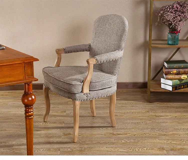 Louis fashion Dining chairs American desk European retro solid wooden Nordic simple single Cafe leisure