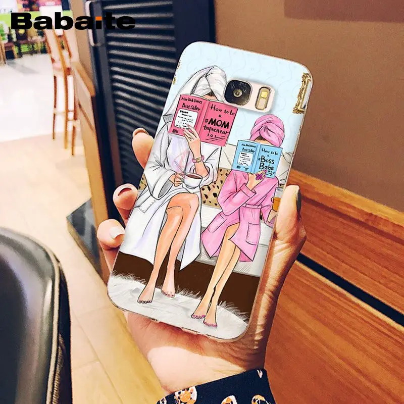 Модный тонкий чехол для телефона Babaite с кофейной чашкой мамы и дочки Samsung S5 S6 edge Plus
