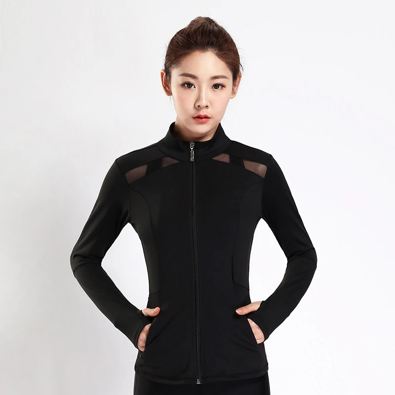 Women Autumn Casual Mesh Patchwork Jackets Ladies Color Block Pocket Zipper Front Stand Collar Long Sleeve Basic Jacket Coat | Женская