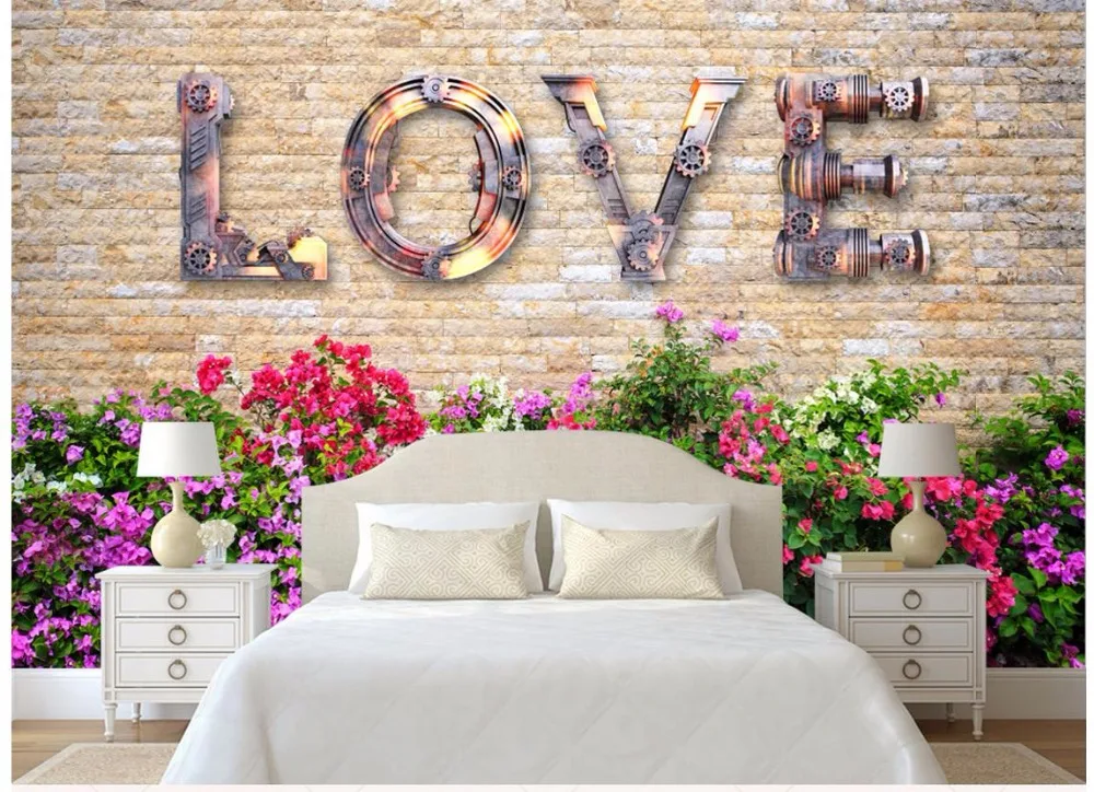 

3D wallpaper custom 3d wall murals wallpaper mural European Retro Nostalgia wall LOVE Brick Wall Bar Backdrop wall home decor