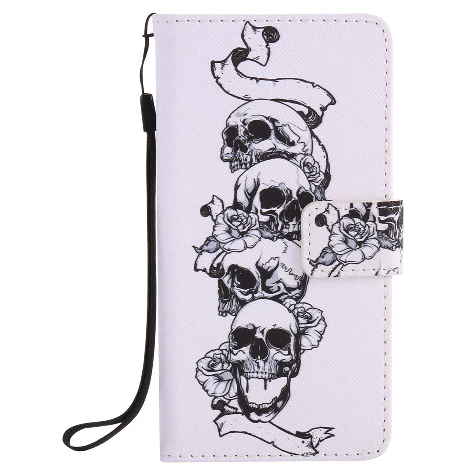 Skull Чехлы для телефонов с кармашками для карт для samsung A9, A8, A7, A6 Plus, J8, J7, Duo, J6, J4 Prime, J3,, US, J2, Кожаные чехлы, Череп, кошка, DP06Z - Цвет: Skull
