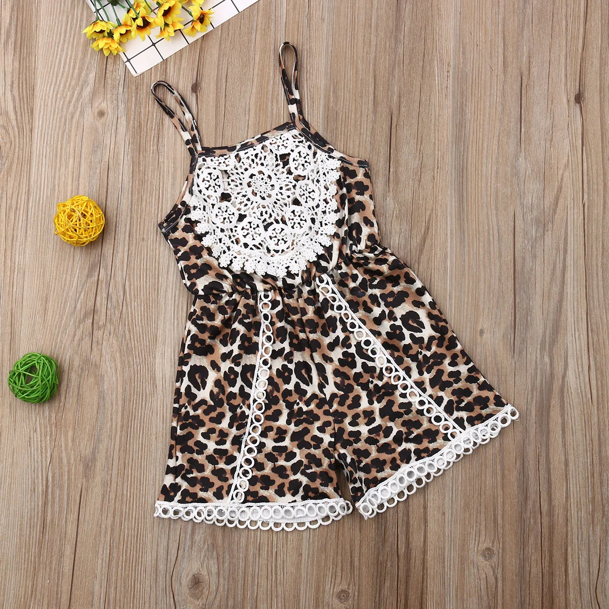 

Newborn Baby Toddler Girl 6M-3Y Clothes Leopard Lace Romper Jumpsuit Playsuit