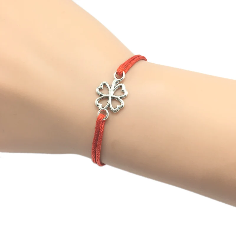 5 шт. регулируемый браслет на удачу с четырьмя листьями клевера