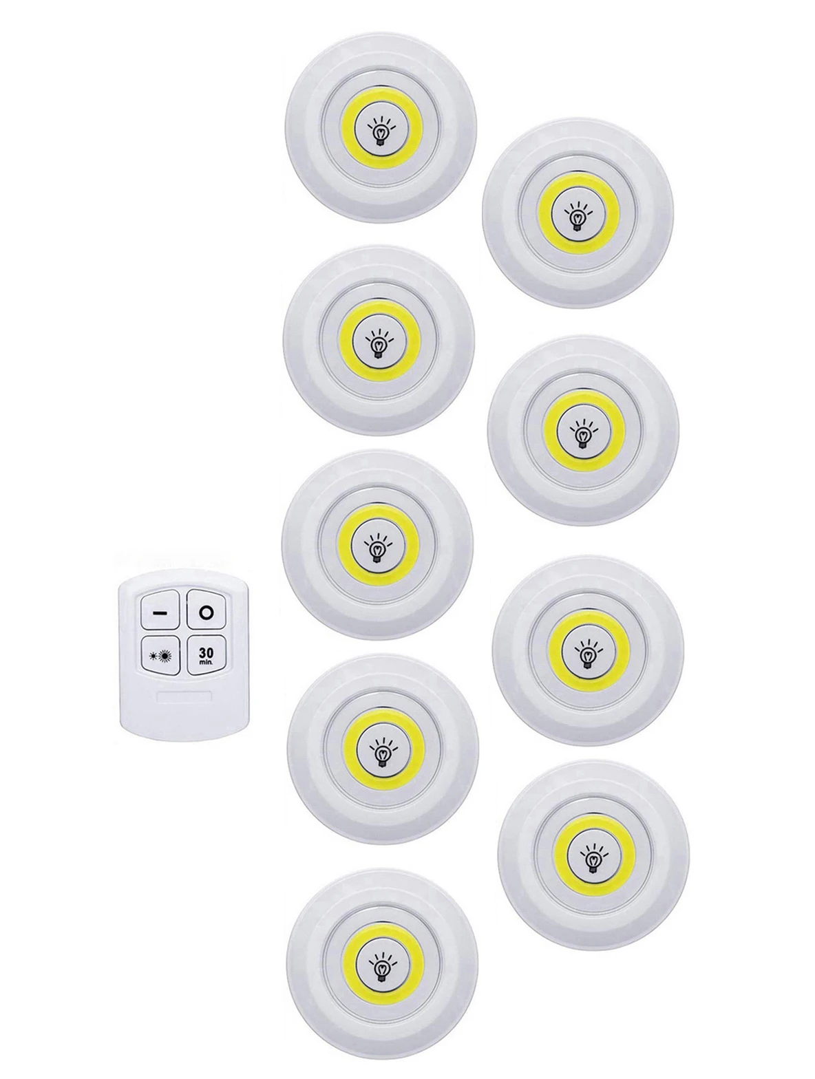 1 controller 9 lamp Ультра-яркий COB светодиодный светильник на батарейках, освещение для шкафа, освещение для шкафа, для шкафа, лестницы, коридора, ночника - Цвет: 1 controller 9 lamp