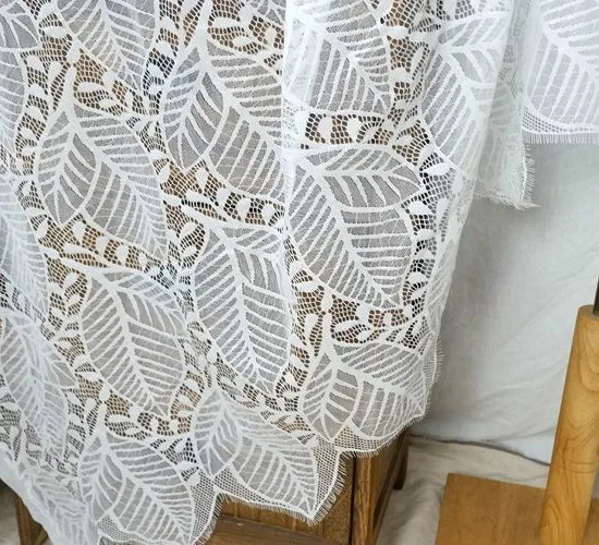 Ширина 78 см Высококачественная стеклянная пряжа листья односторонняя кружевная