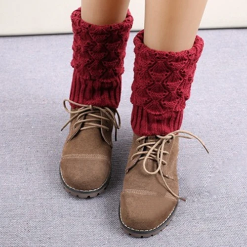 Стильные женские зимние вязаные гетры вязанные крючком короткий вкладыш с