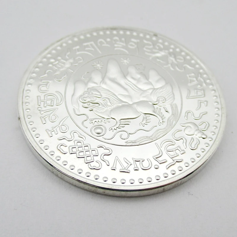 Тибетская буддизмская легендарная серебряная медаль памятная монета