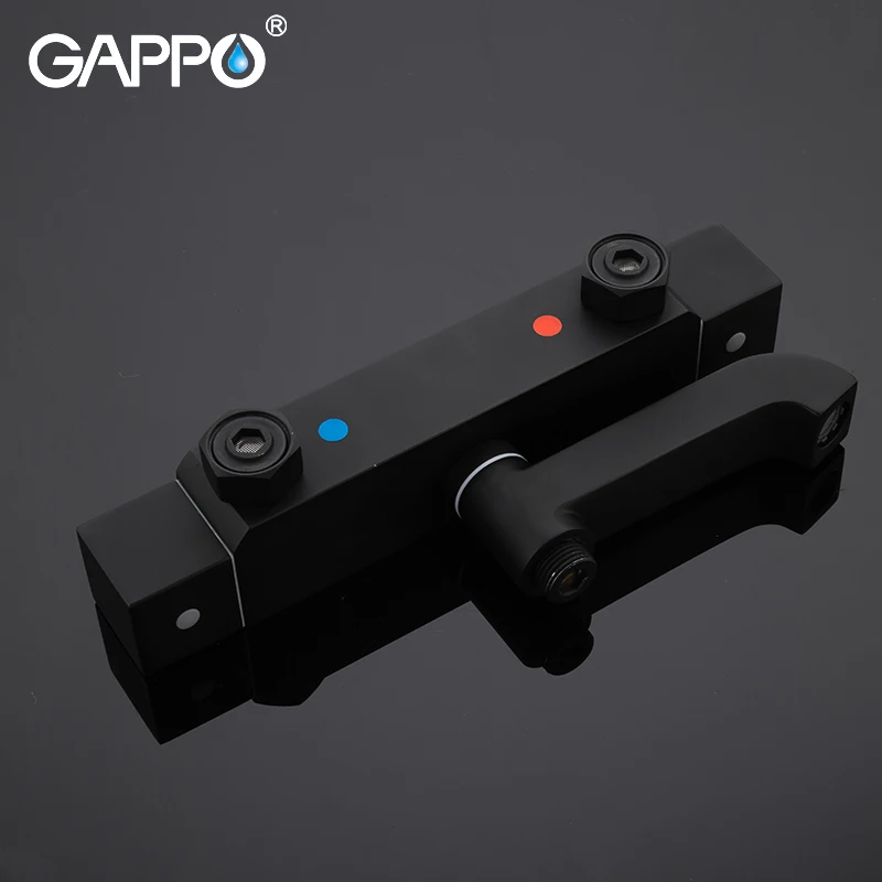 gappo shower system black bathroom shower set bath mixers waterfall thermostatic shower mixer tap wall mounted bathtub faucet free global shipping