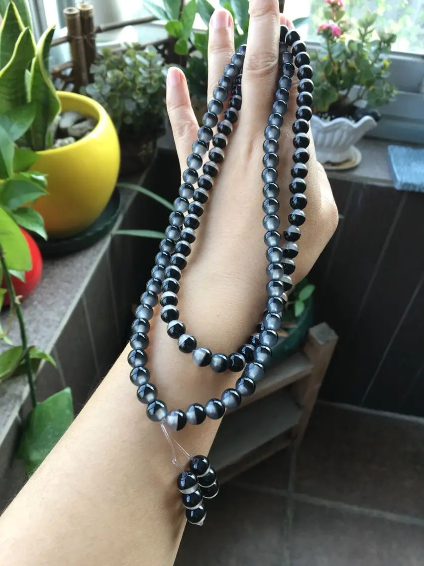 Натуральные черно белые бусины из нефрита пиагата мира 8*108 ювелирные изделия