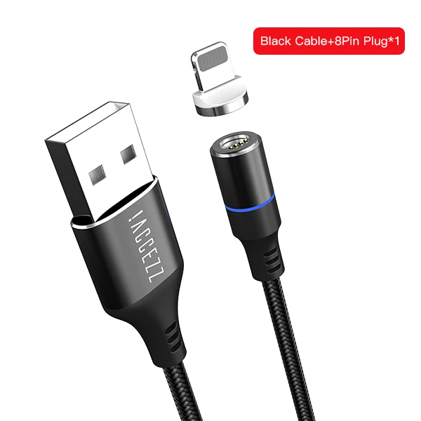 For iPhone Black ACCEZZ Магнитный USB кабель Micro usb type C 3A Быстрая зарядка для iPhone XS X XR 7 MAX samsung S8 Магнитный зарядный кабель для передачи данных Шнур - Цвет: For iPhone Black
