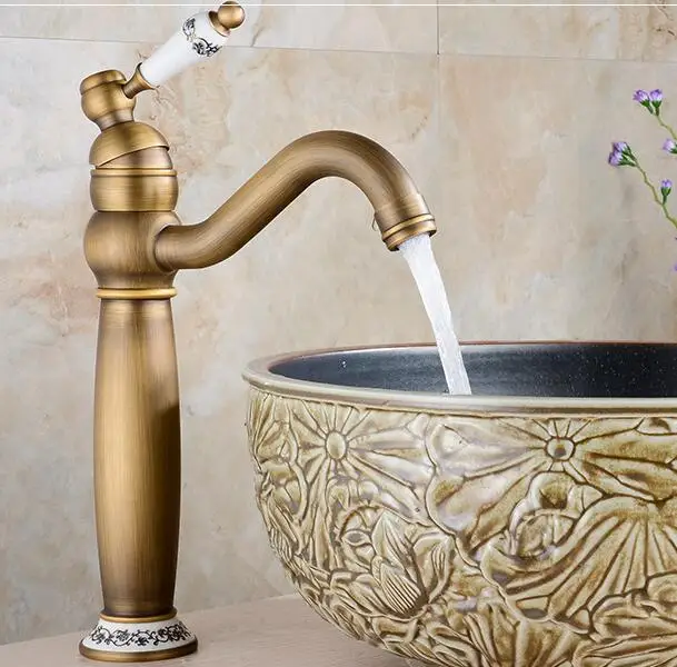 

New arrival water tap high quality antique brass basin faucet luxury bathroom single lever design sink faucet ,kitchen tap mixer