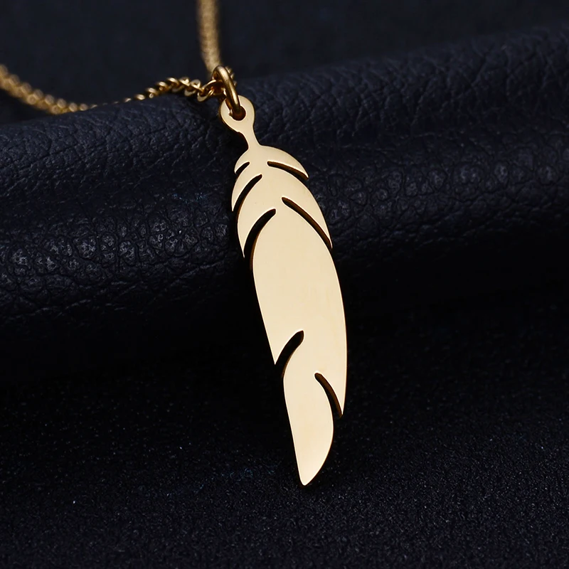 KONE простой известный бренд Бохо изысканное перо Листья золотой цвет нержавеющая