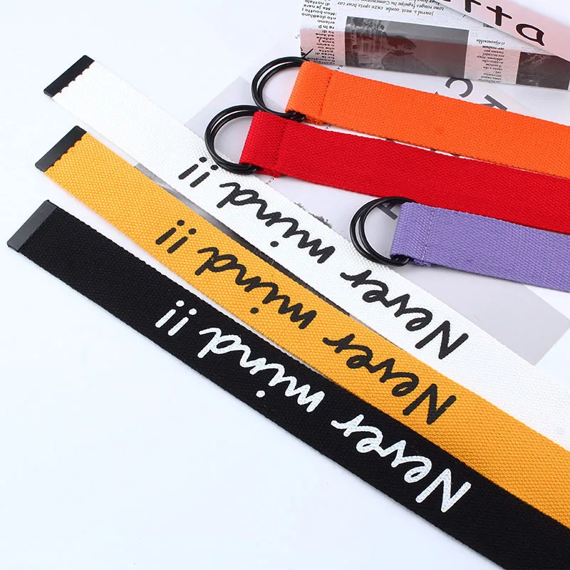 

Adjustable Exquisite 1PC Canvas Soft Women Men Unisex Comfortable D Ring Buckle Belt Letters 15 Colors Hot Sale High Quality