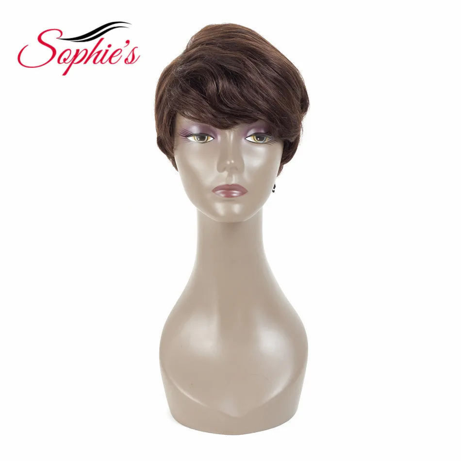 Sophie's короткие парики из человеческих волос для женщин натуральные волнистые парики " натуральный черный не Реми человеческие волосы машина сделано H. VERA парики