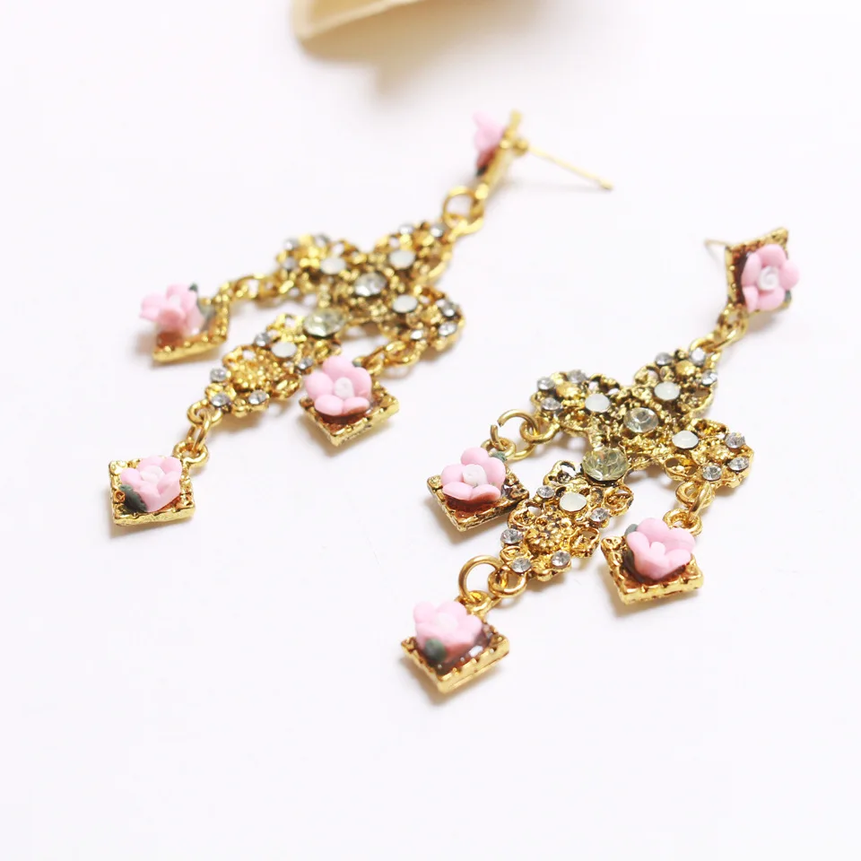 YONGMAN 2018 Brand Vintage Big Gem Long Tassels Drop Cross Earrings for Women Jewelry Ethnic Boho Dangle Wholesale | Украшения и