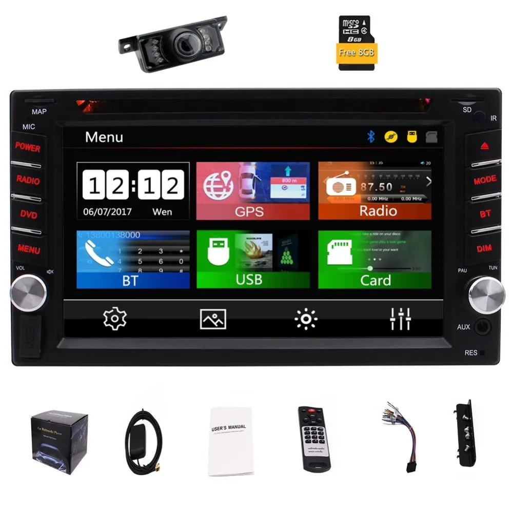 Бесплатная резервная камера В комплекте 2 Din автомобильный стерео dvd плеер gps