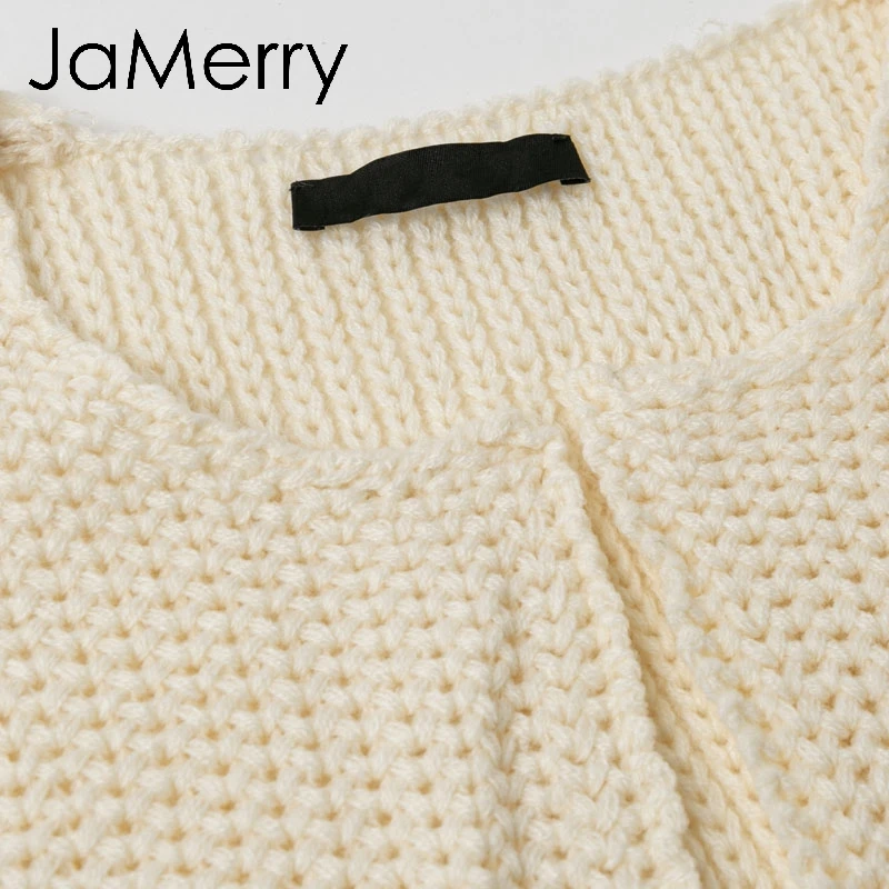 JaMerry, винтажный полосатый вязаный женский кардиган,, Осень-зима, длинный свитер, Женский Повседневный свободный бежевый кардиган с карманами