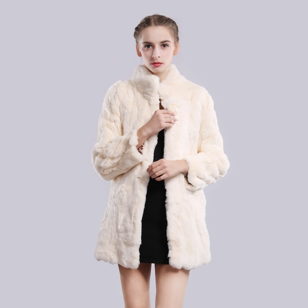 Женская Шуба из натурального меха кролика Рекс пальто 2020 Осень-зима 100% | одежда