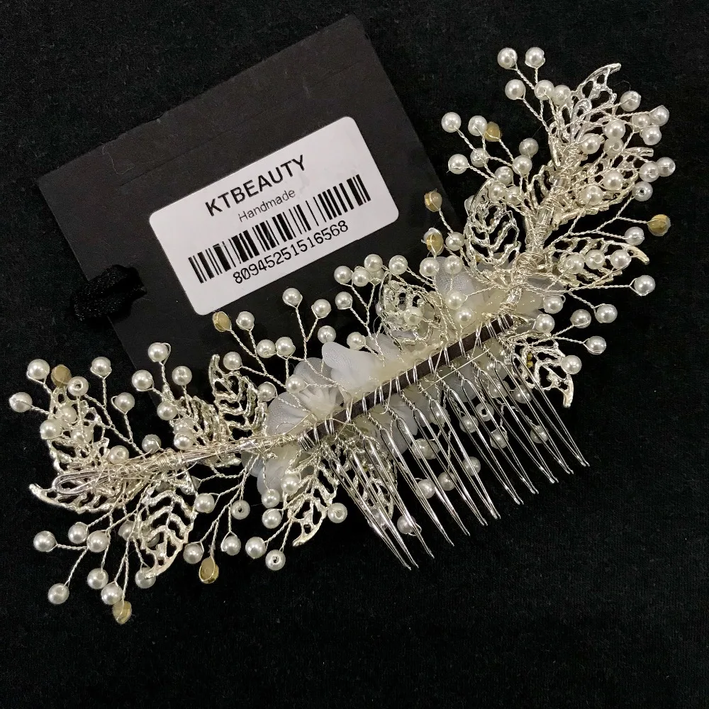 Роскошная расческа ручной работы белый/слоновая кость хрустальные цветы