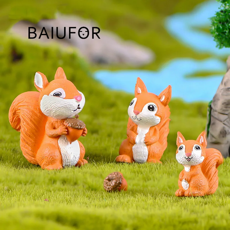 BAIUFOR животные миниатюрные лесные белки Семейные фигурки Сказочный Сад Miniaturas