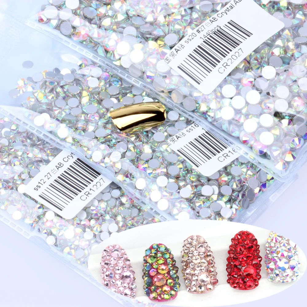 Супер Распродажа SS3 SS30 кристально чистый AB без горячей фиксации Стразы для ногтей