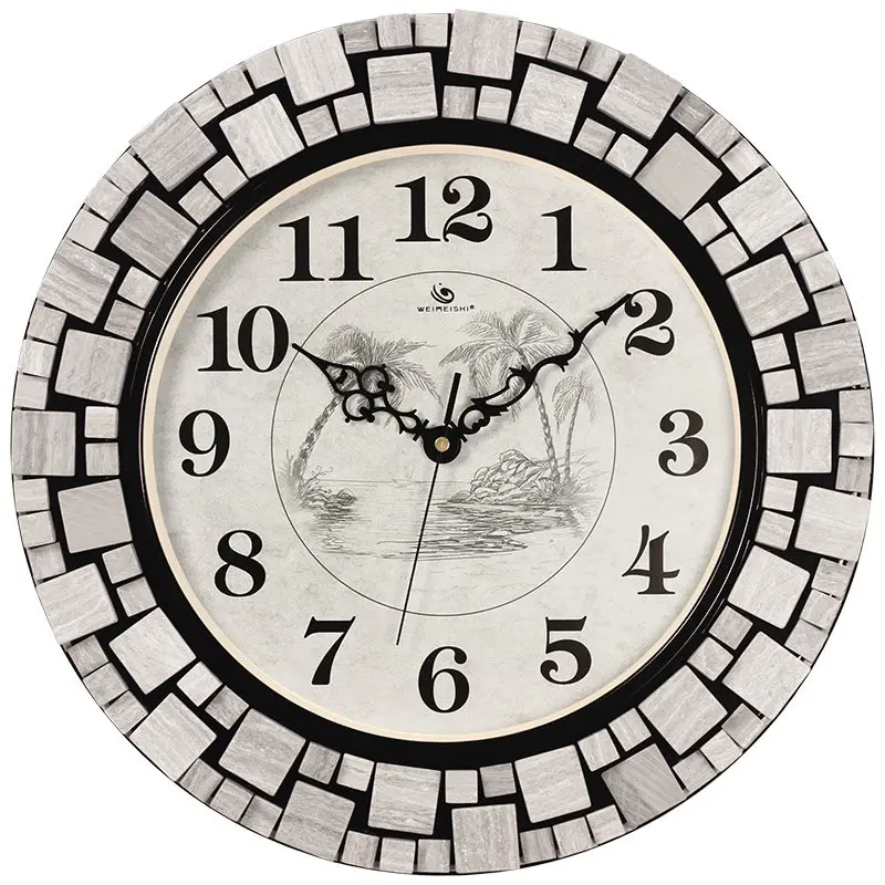 

Fashion marble creative simple Nordic living room wall clock home mute garden wall art quartz watch