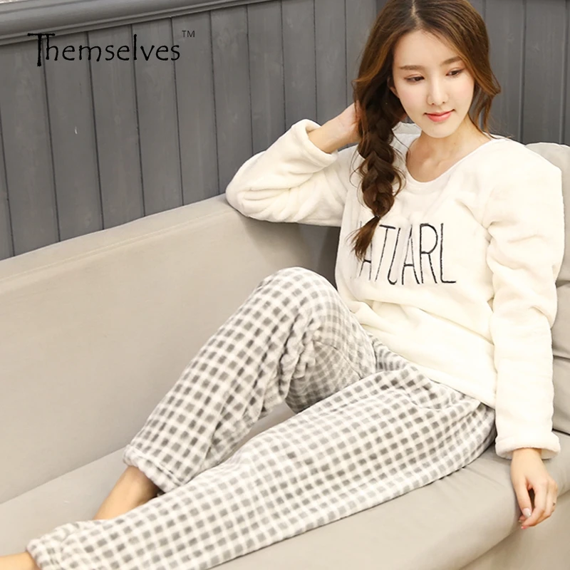 Зимние Для женщин пижамы наборы Фланелевая Пижама теплые Feminino|pijama feminino|womens pajamas