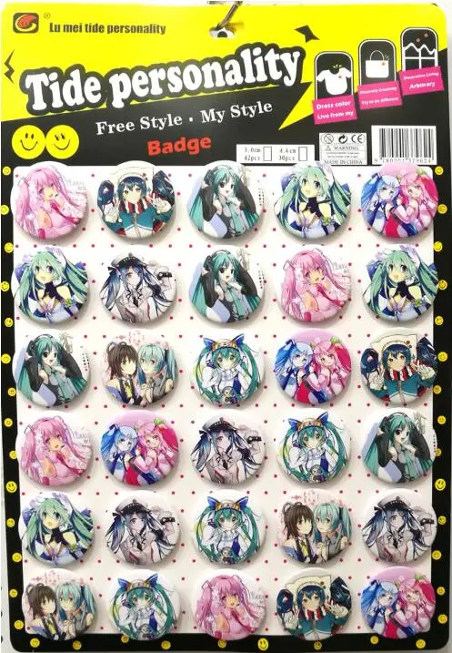 Новинка 30 шт./лот Аниме Хацунэ Мику девушка микс круглая брошка пуговица булавка 4