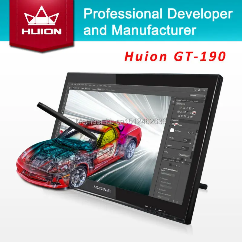 Перьевой дисплей монитор Huion GT-190 интерактивная HD жк-монитор почерк панель