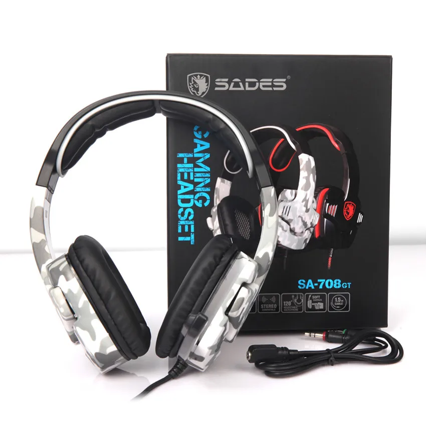 SADES SA 708GT Casque PS4 гарнитура с микрофоном ПК геймерские камуфляжные стереонаушники