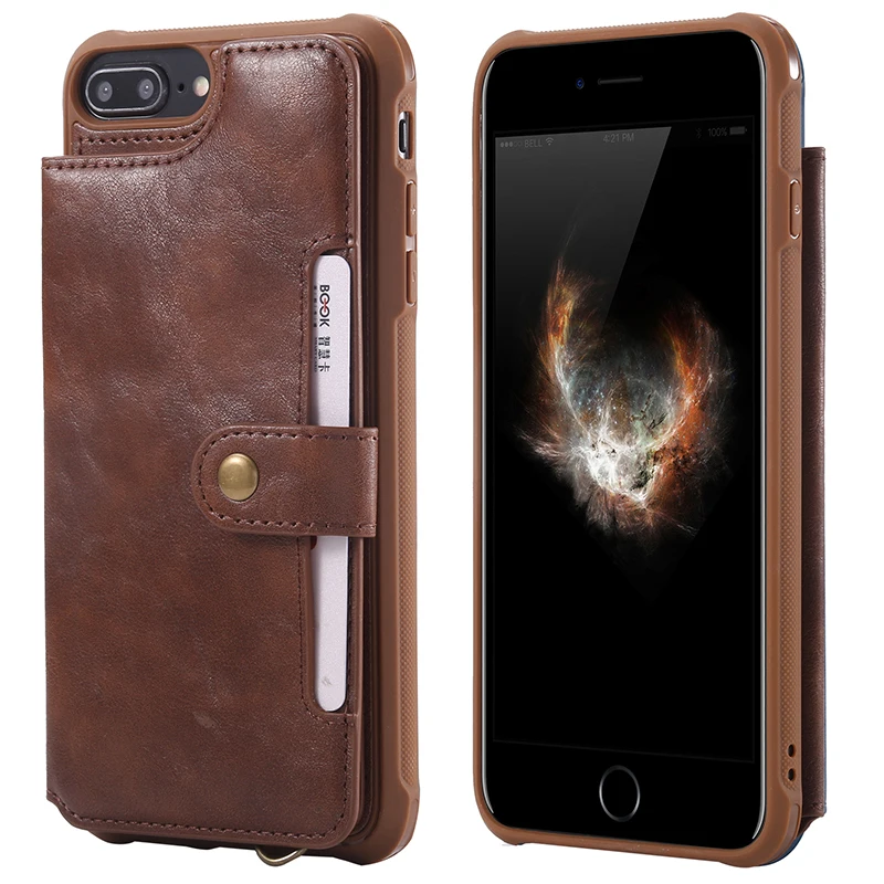 Темно-коричневый Кожаный чехол-кошелек HAISSKY для iPhone 6, 6s Plus, 7, 8 Plus, X, XS, чехол-кошелек, мягкая откидная крышка для iPhone XR, XS, Max, чехол для телефона s - Цвет: Темно-коричневый