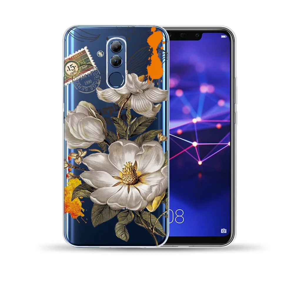 Пикантный мягкий чехол из ТПУ в стиле ретро с цветочным рисунком для Huawei Mate 10 20 Lite