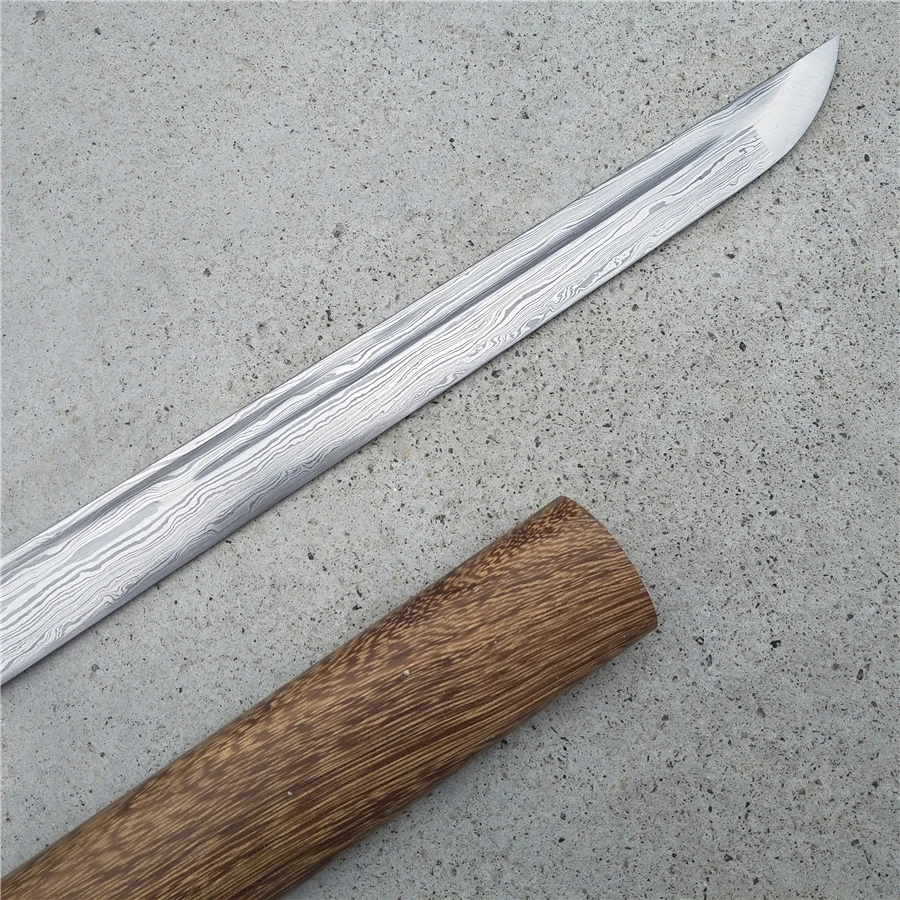 High Quality Stick Jian Sword Katana Groove Very Sharp Damascus Steel Blade Nice