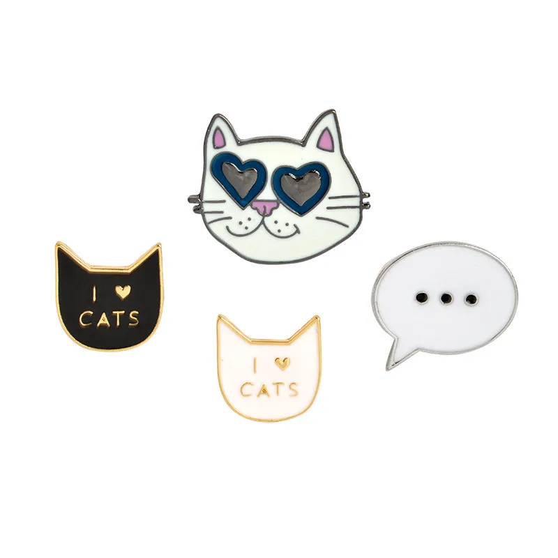 cat set 3~ 12 шт./компл. заколки с животными фрукты булавки Милые Броши Kawaii значки Кот ананас коллекция булавок подарок для женщин девочек - Окраска металла: cat set