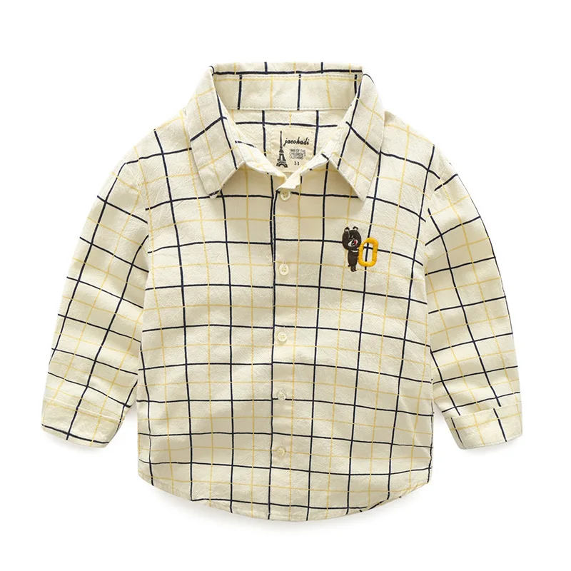 

Children Handsome Shirts 2017 Spring Autumn Fashion Lapel Collar Kids Boys Shirt Long-sleeve Cotton Plaid Top Shirt Clothing